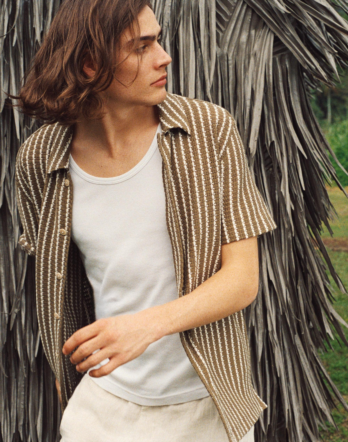 Textured-Knit Short-Sleeve Shirt