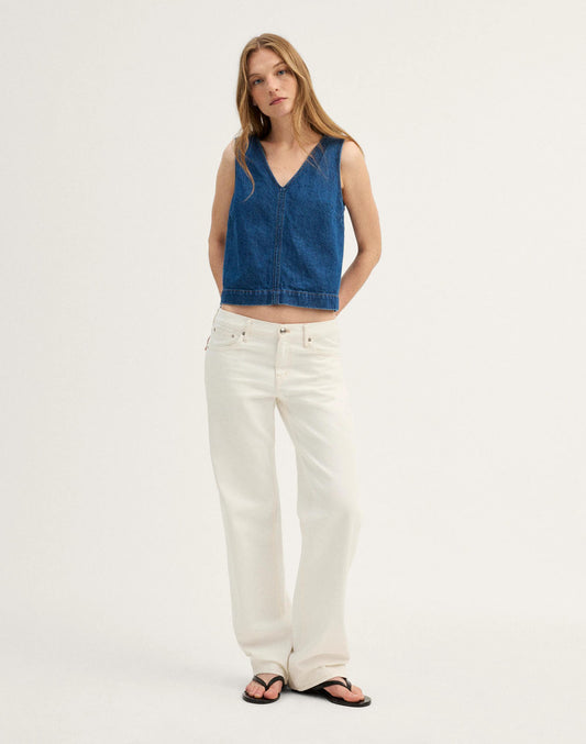 Denim V-Neck Shell Top