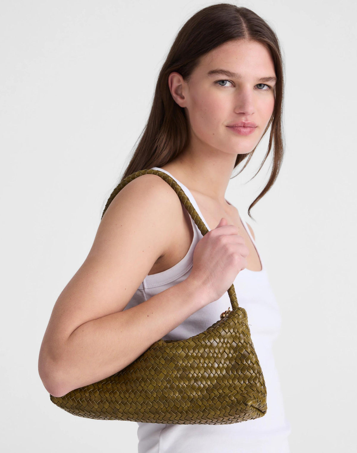 The Signature Woven Mini Zip Shoulder Bag