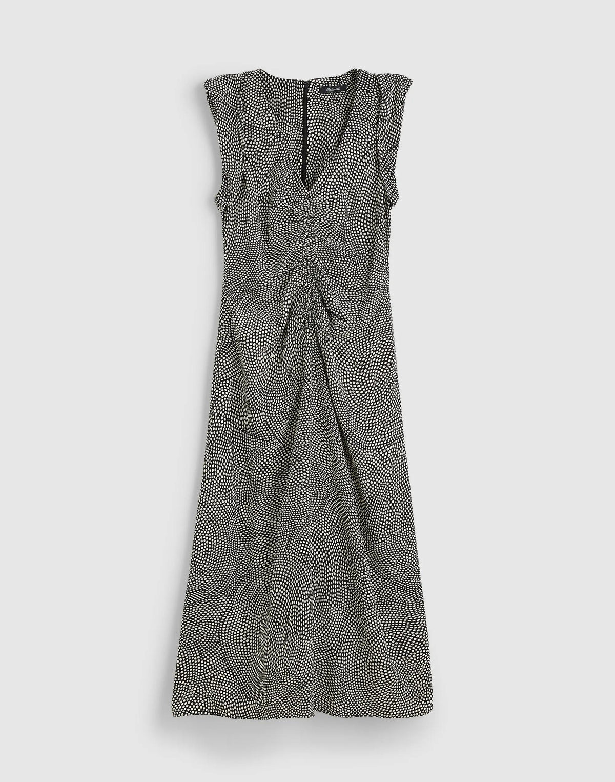 Ruched Flutter-Sleeve Midi Dress