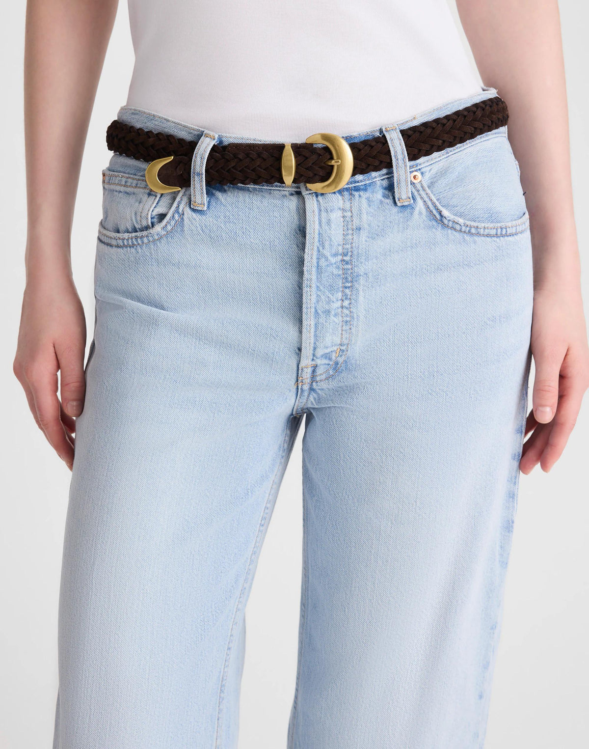 Domed-Buckle Wide Belt
