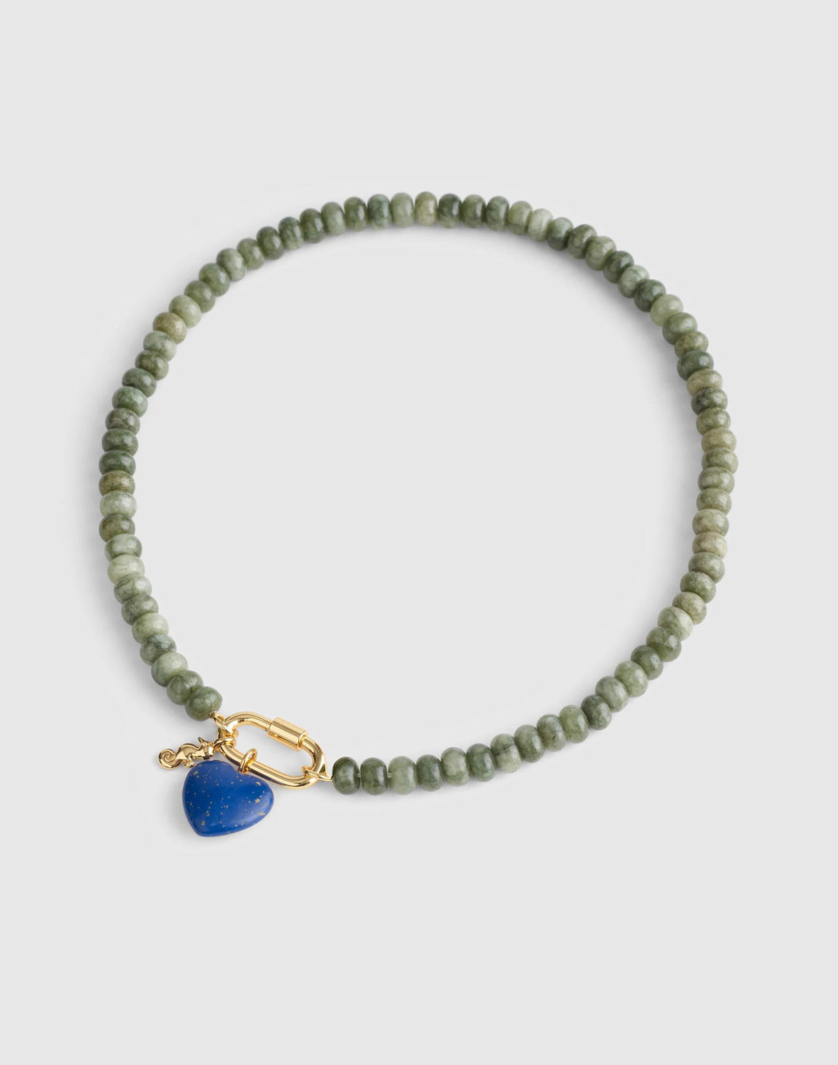 Semiprecious Beaded Carabiner Charm Necklace