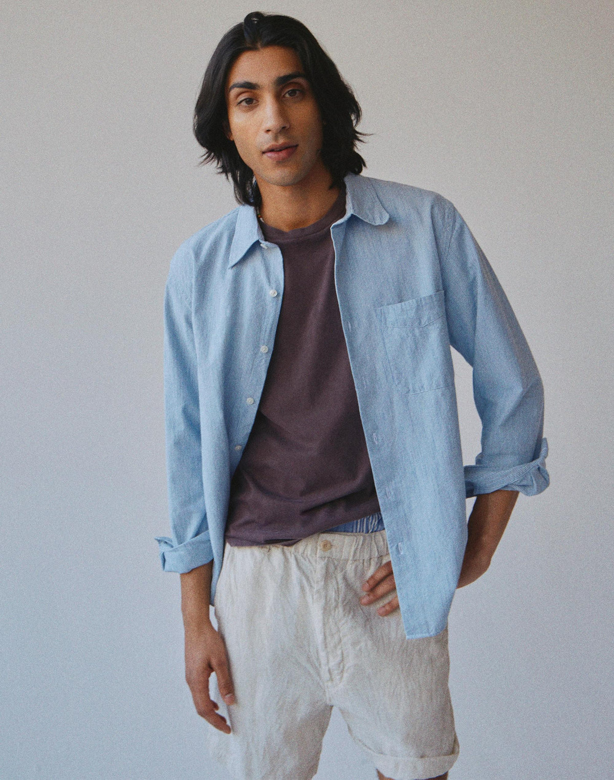 The Allday Shirt in Indigo Stripe