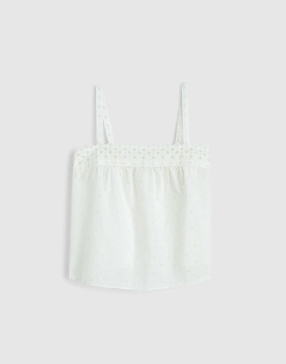 Embroidered Eyelet Tank
