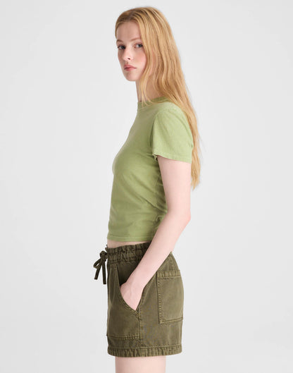 Pull-On Utility Shorts in Airy Denim