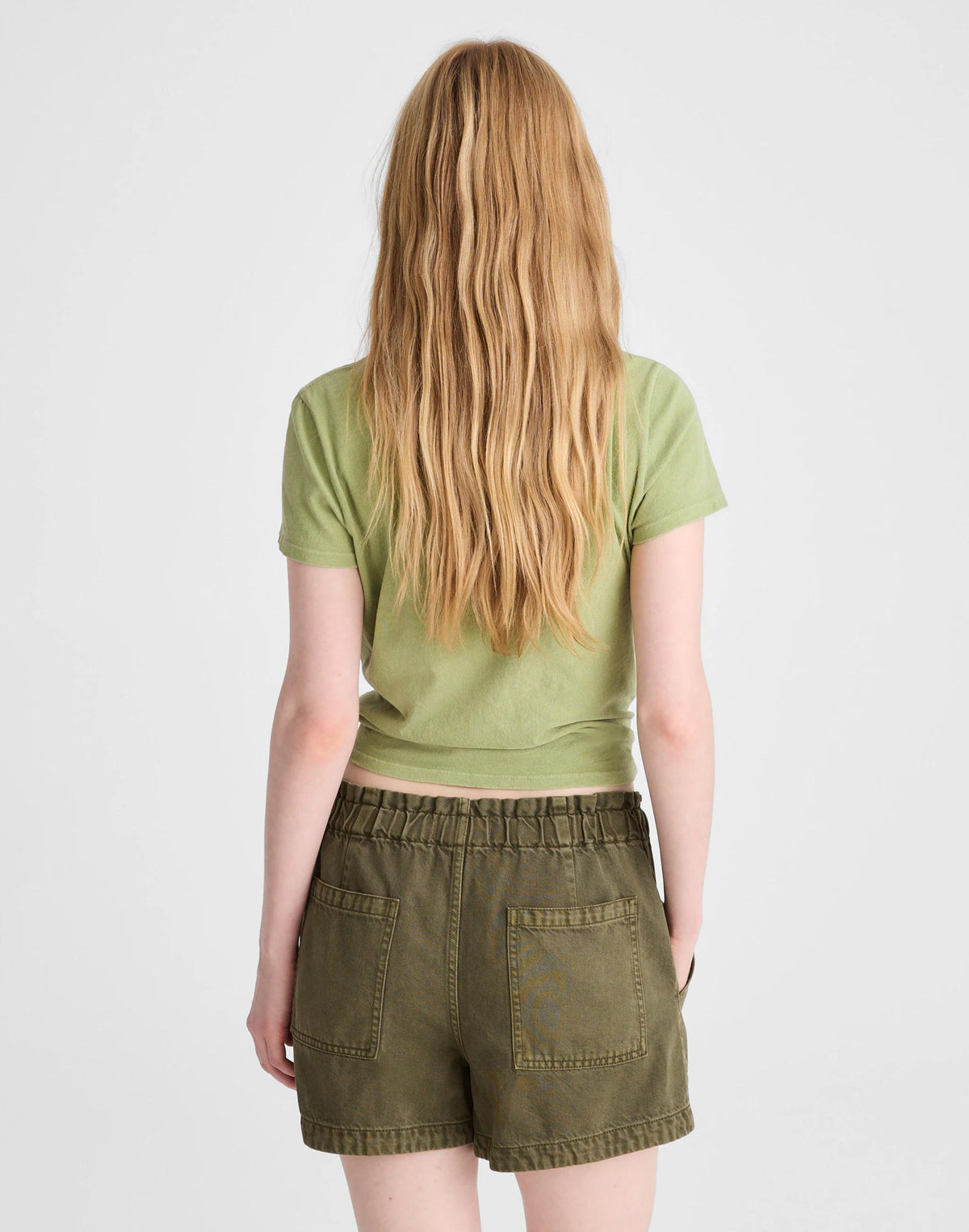 Pull-On Utility Shorts in Airy Denim