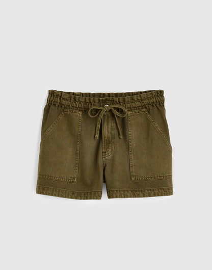 Pull-On Utility Shorts in Airy Denim