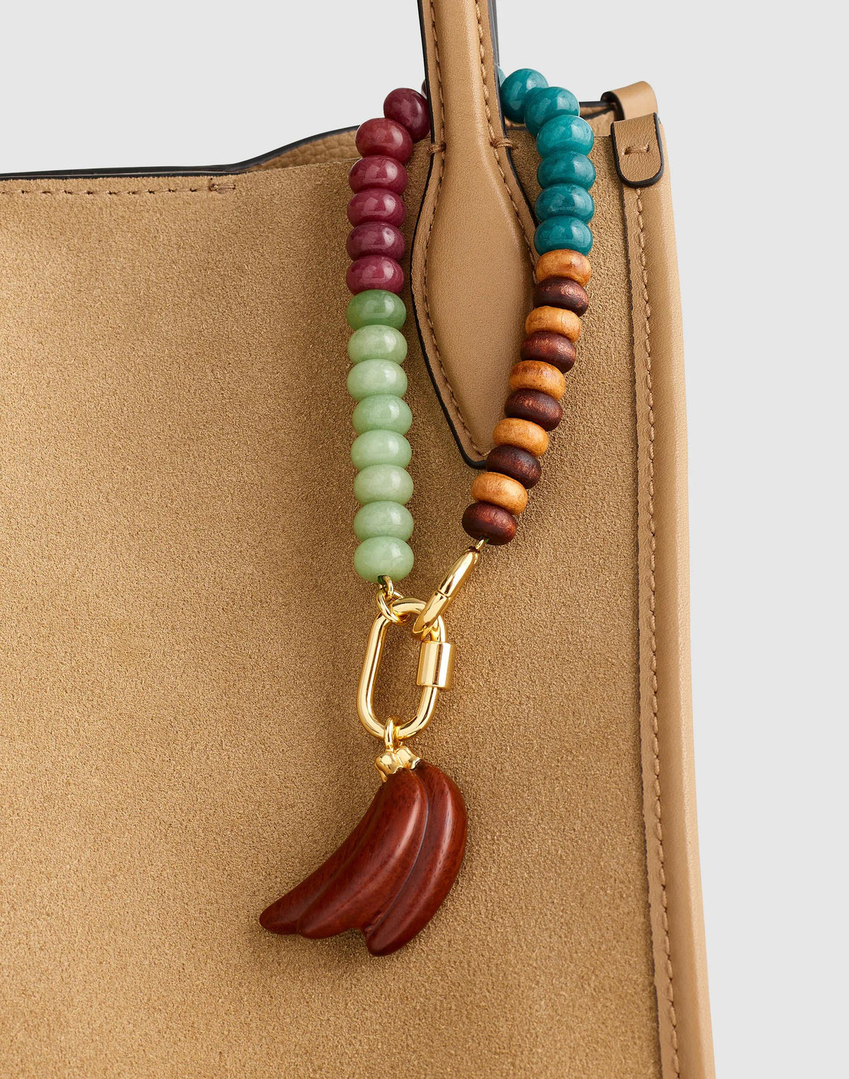 Wooden Banana Beaded Bag Charm