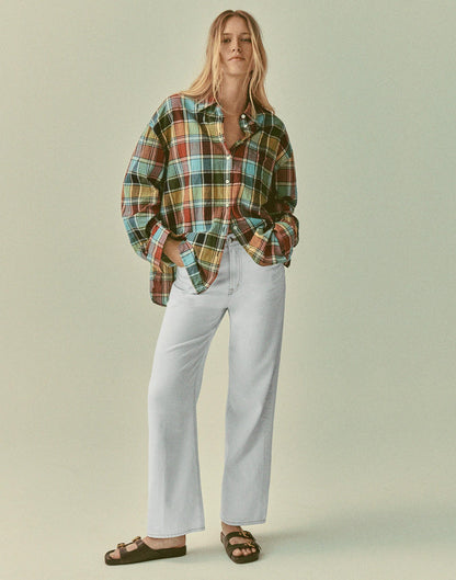 The Short Perfect Vintage Wide-Leg Crop Jean in Airy Denim