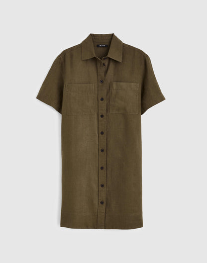 Relaxed Mini Shirtdress in 100% Linen