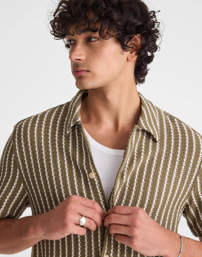 Textured-Knit Short-Sleeve Shirt