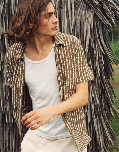 Textured-Knit Short-Sleeve Shirt
