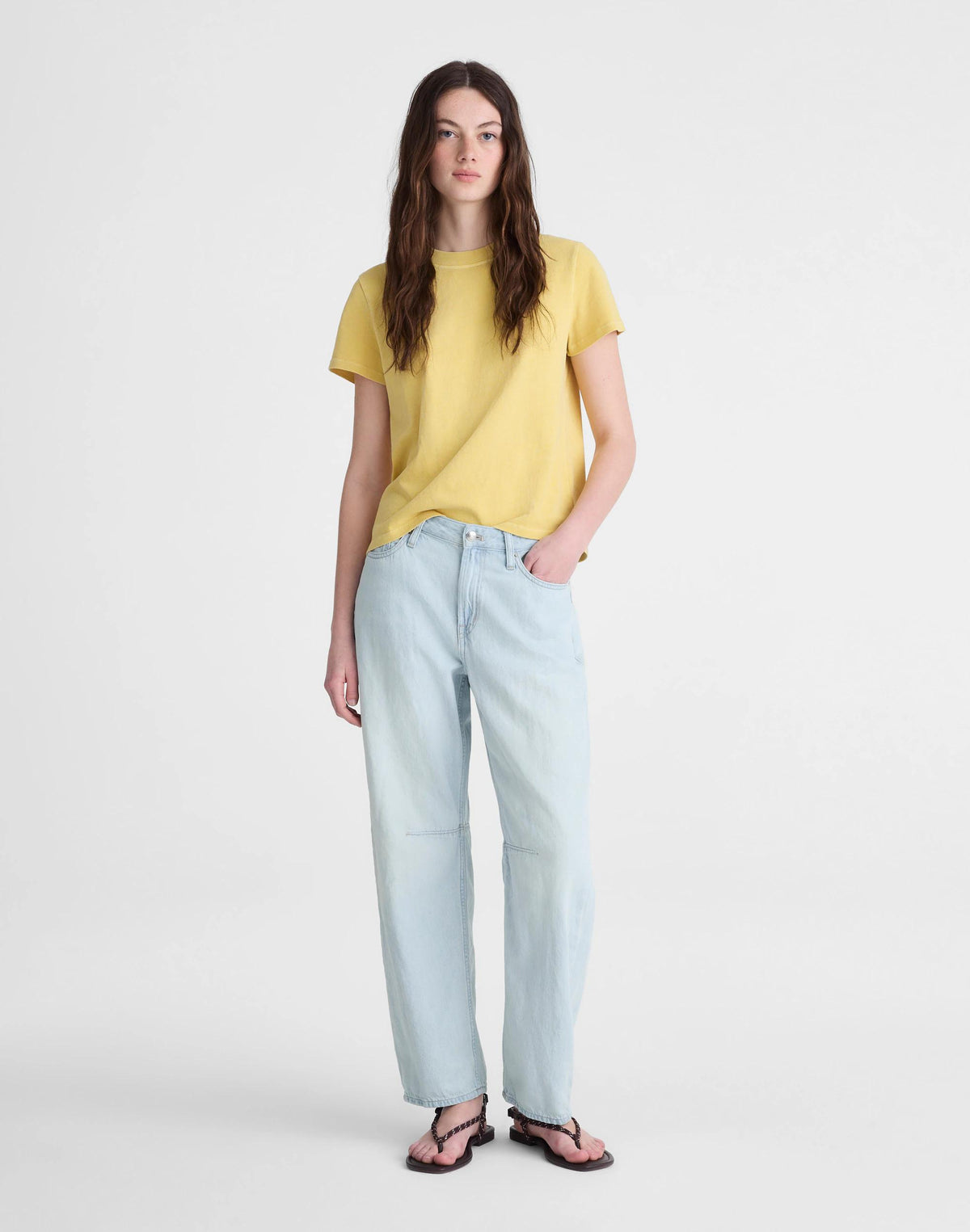 The Darted Barrel-Leg Jean in Airy Denim