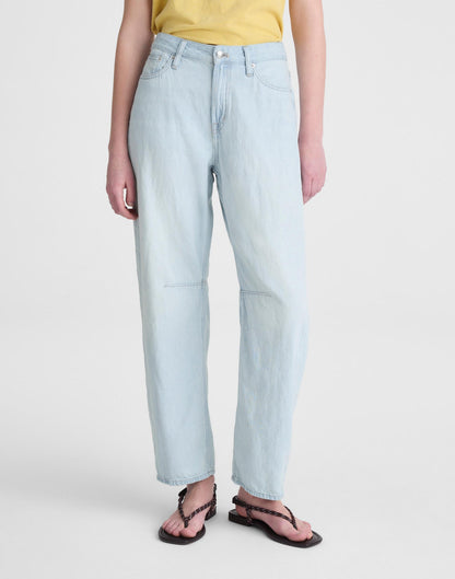 The Darted Barrel-Leg Jean in Airy Denim