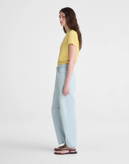 The Darted Barrel-Leg Jean in Airy Denim