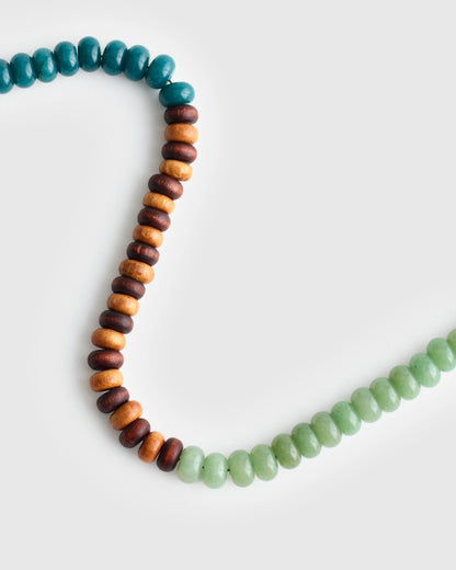 Semiprecious Wood Beaded Choker Necklace