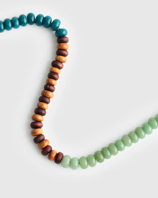 Semiprecious Wood Beaded Choker Necklace