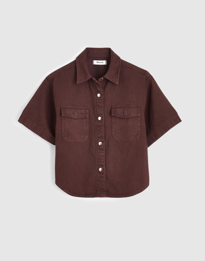 Airy Denim Utility-Pocket Shirt