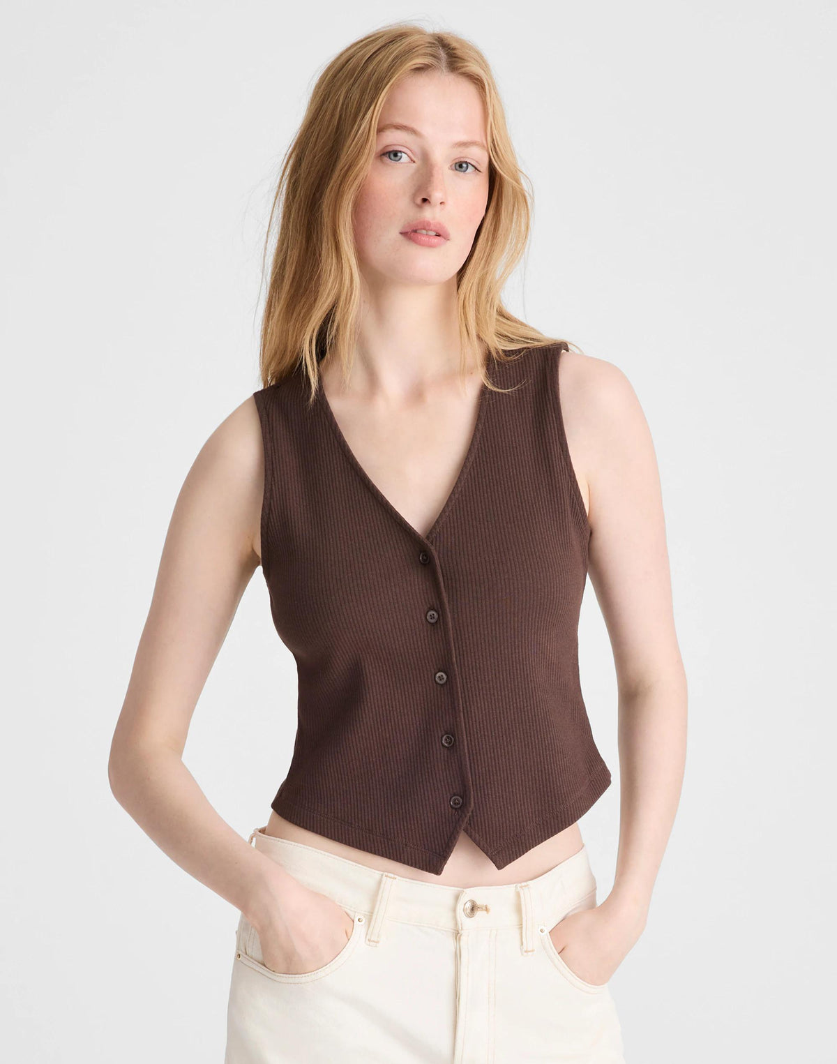 Ribbed V-Neck Vest