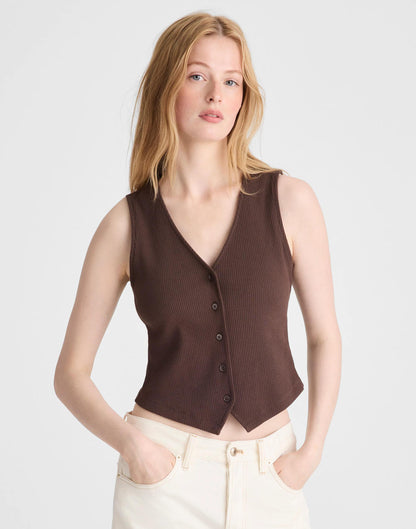 Ribbed V-Neck Vest