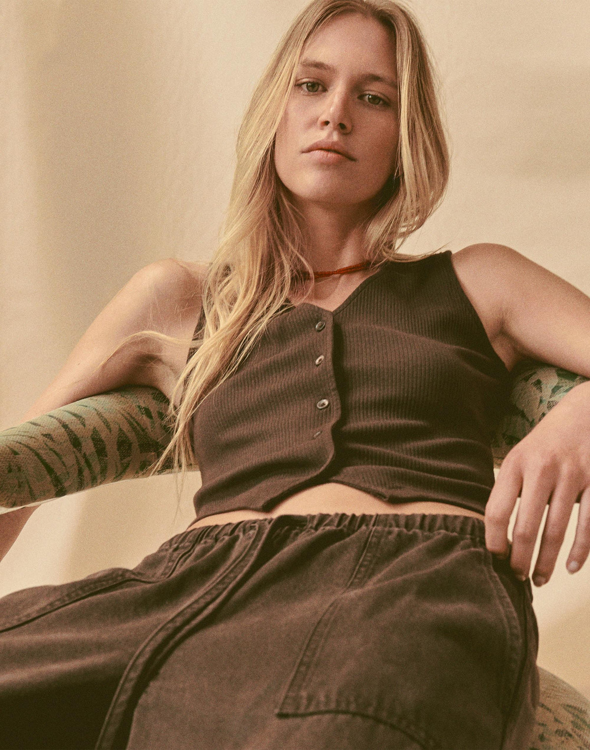 Ribbed V-Neck Vest