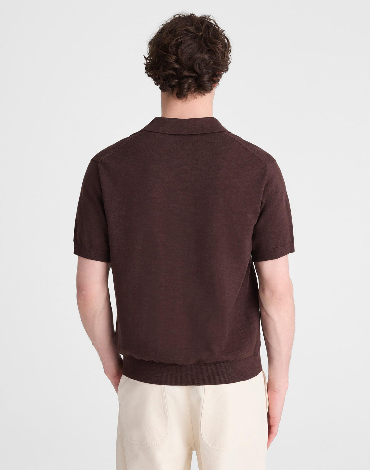 Johnny-Collar Sweater Polo in Slub Knit Cotton