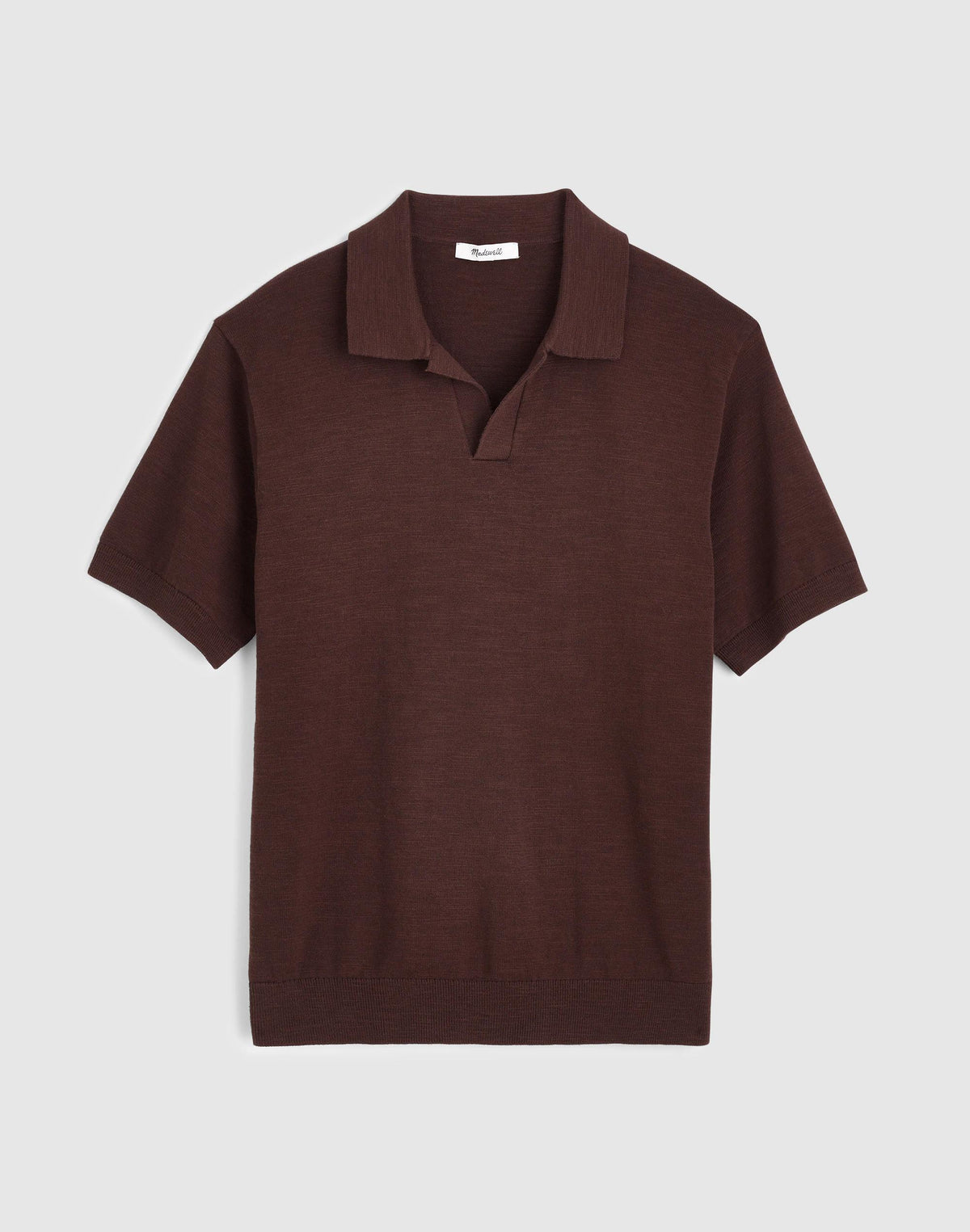 Johnny-Collar Sweater Polo in Slub Knit Cotton