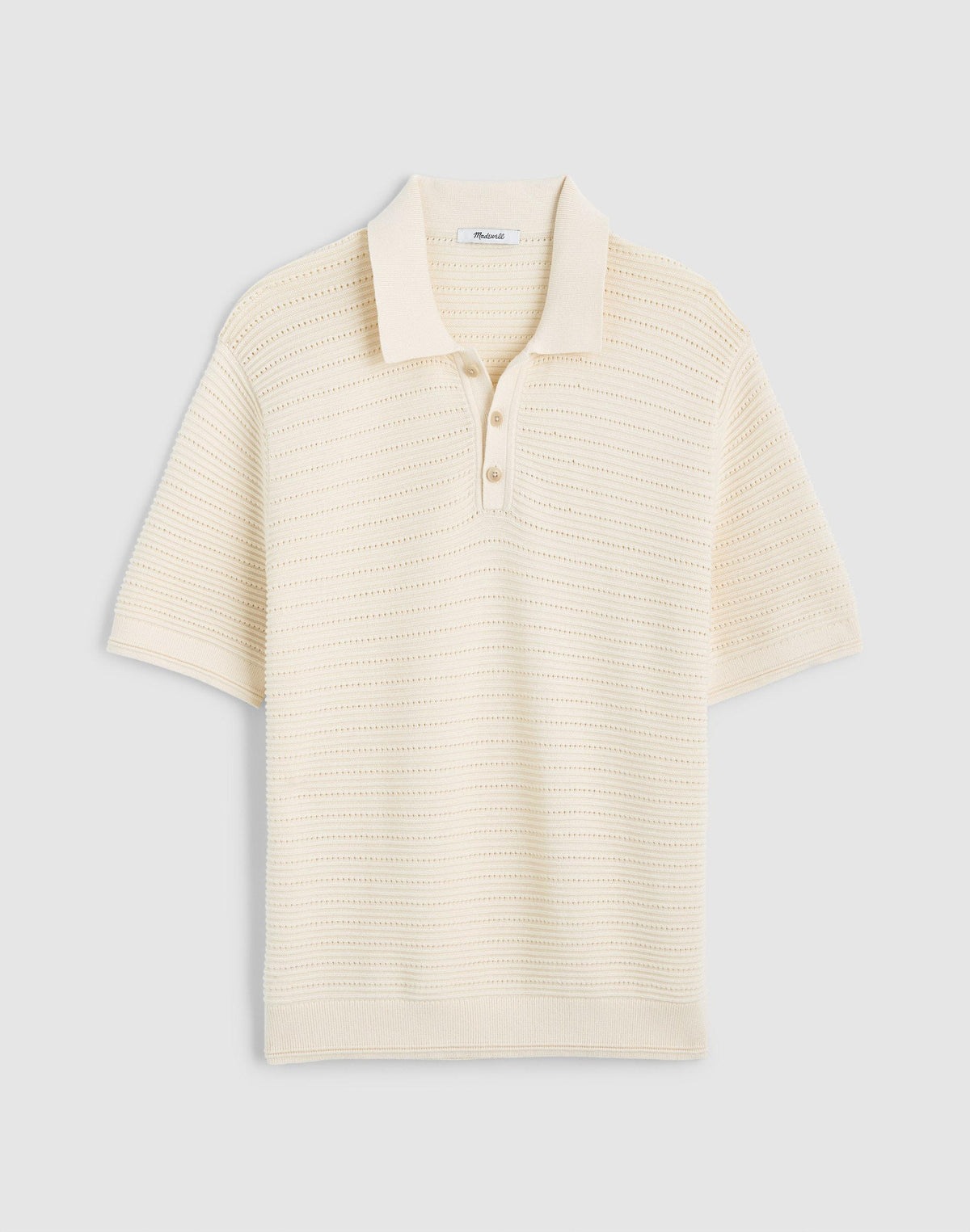 Textured Open-Stitch Polo