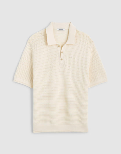Textured Open-Stitch Polo