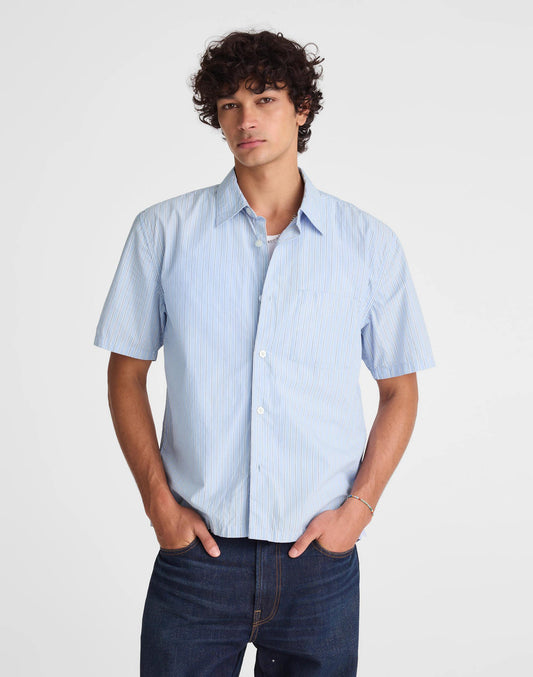 Boxy Cropped Shirt in Crisp Poplin