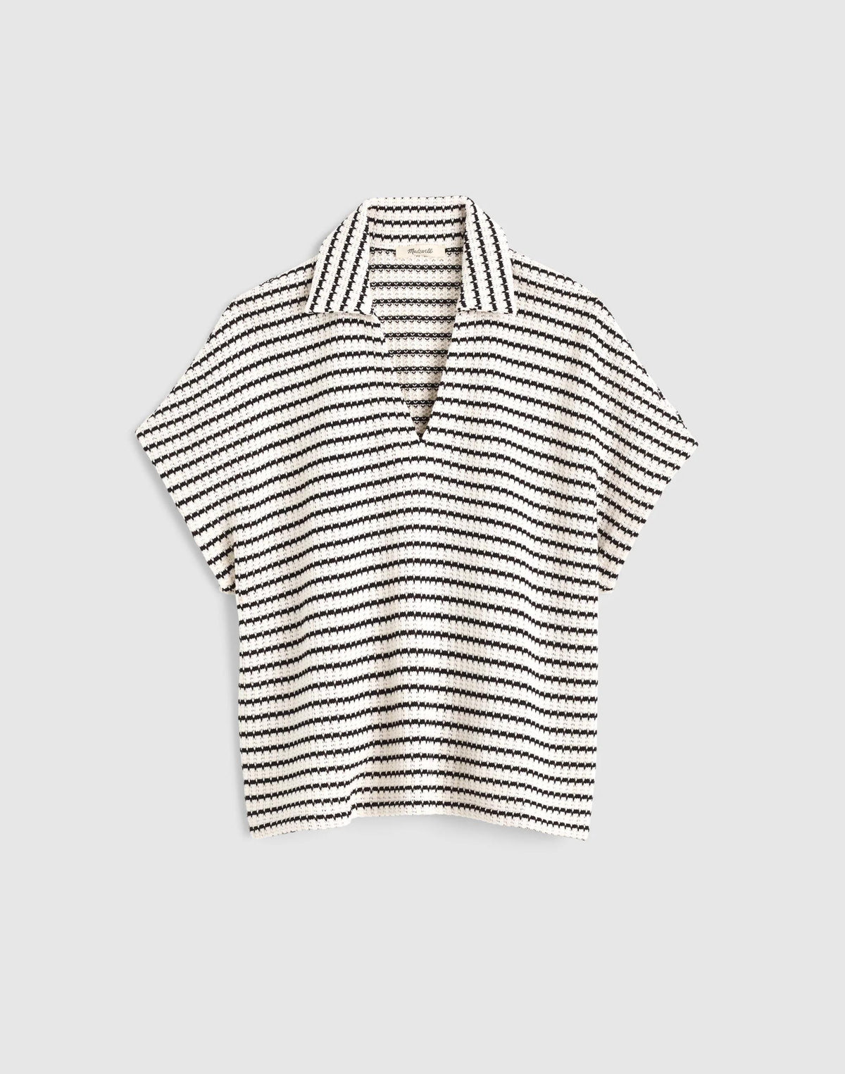 Textured-Knit Johnny-Collar Shirt