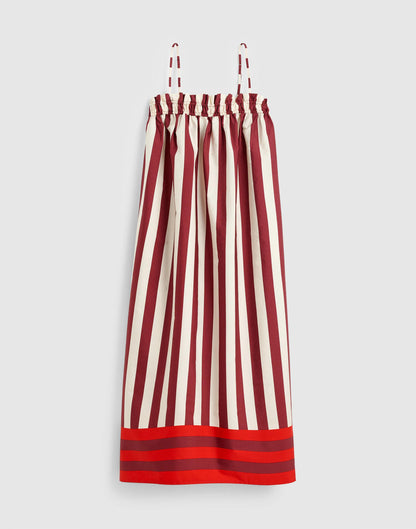 Ruffle A-Line Midi Dress in Stripe