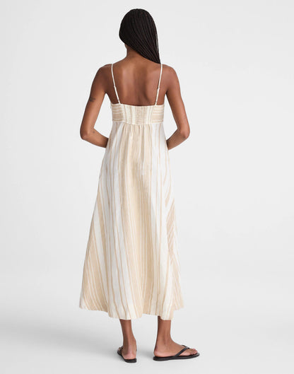 Empire-Waist Midi Dress in 100% Linen