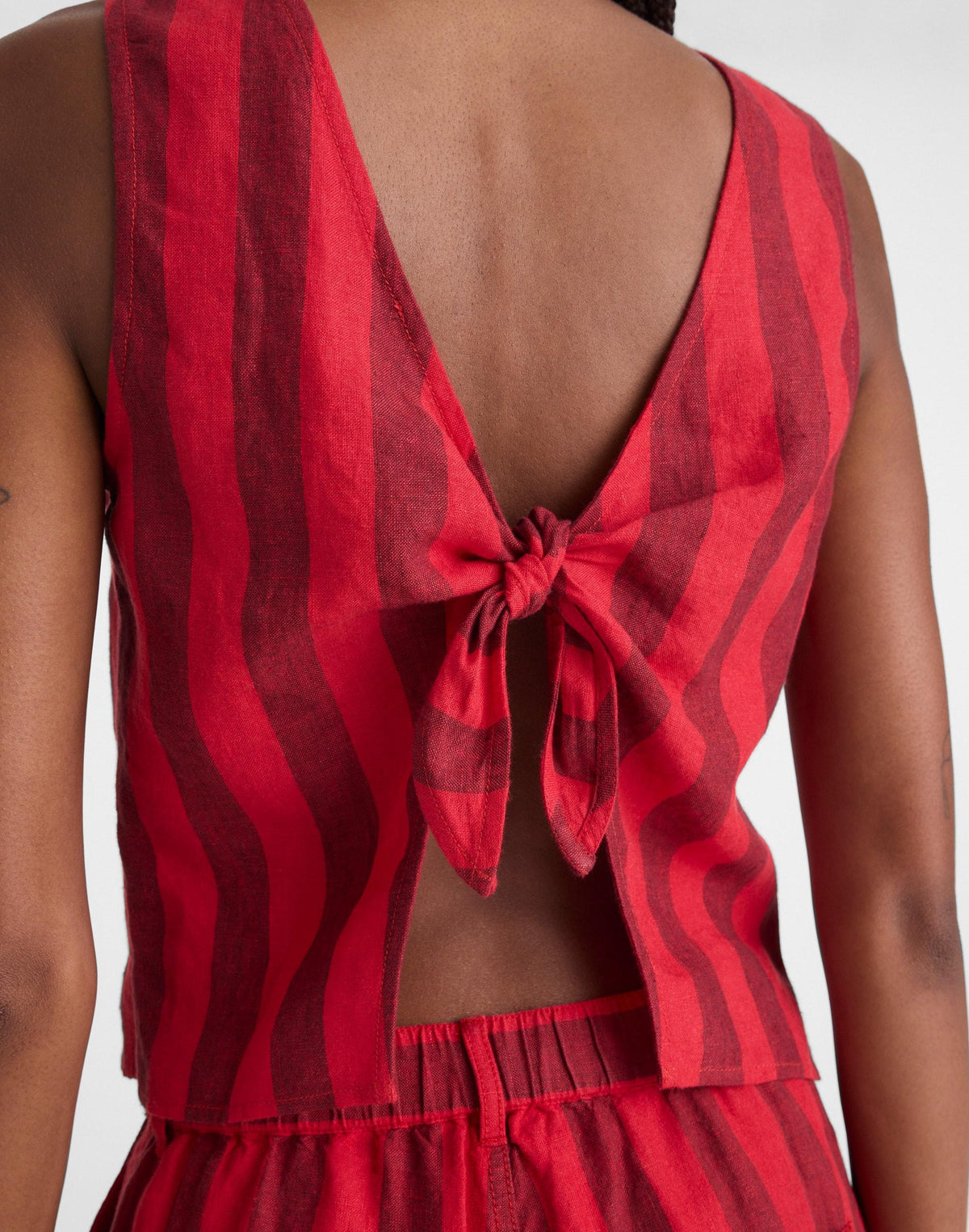 Tie-Back Shell Top in 100% Linen