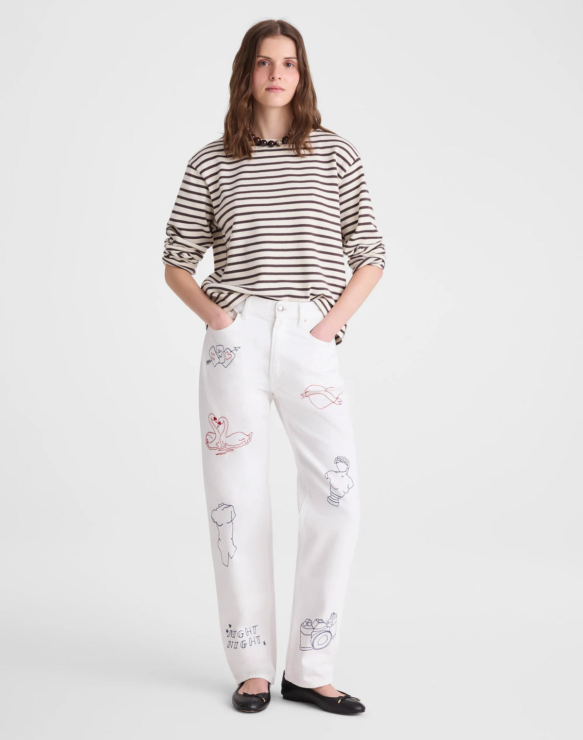Embroidered Slim Boyfriend Jean