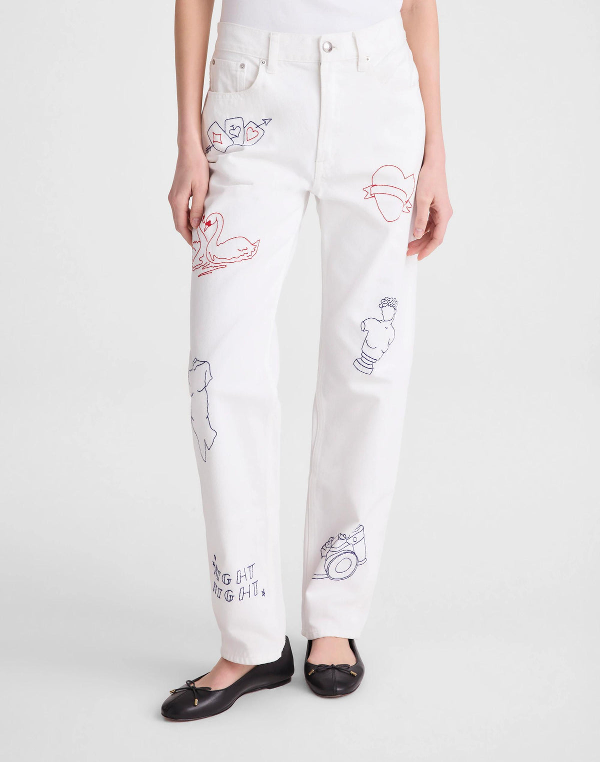 Embroidered Slim Boyfriend Jean
