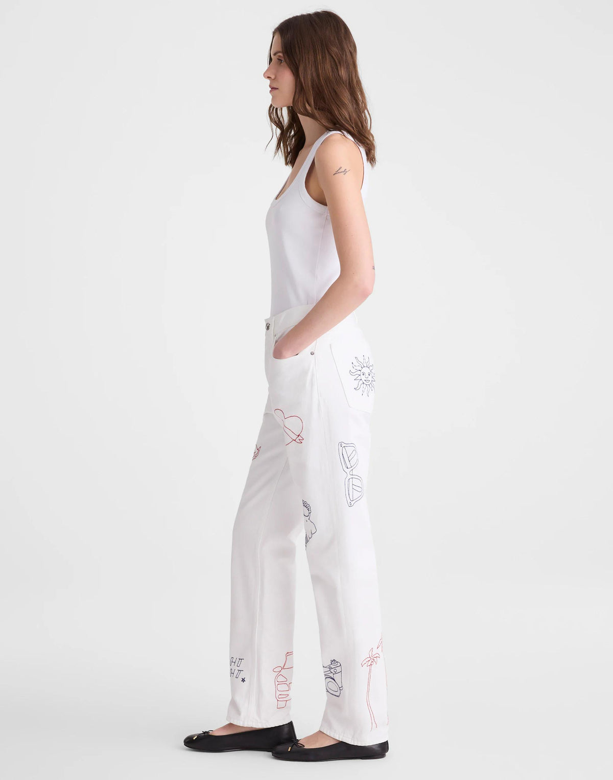 Embroidered Slim Boyfriend Jean