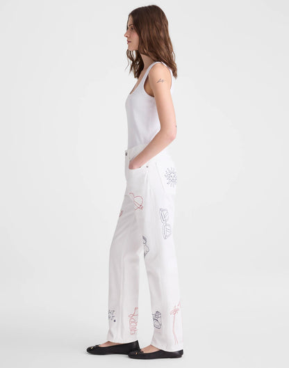 Embroidered Slim Boyfriend Jean