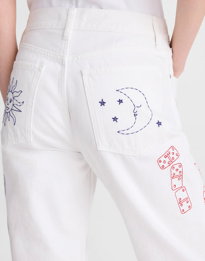 Embroidered Slim Boyfriend Jean