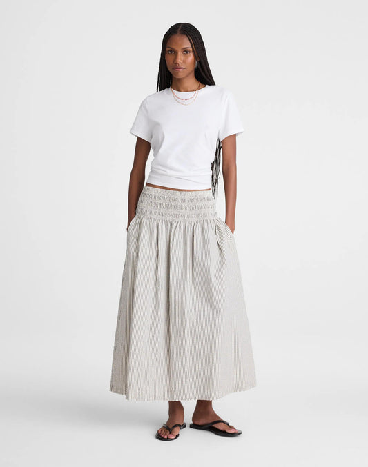 Sophia Midi Skirt in Seersucker