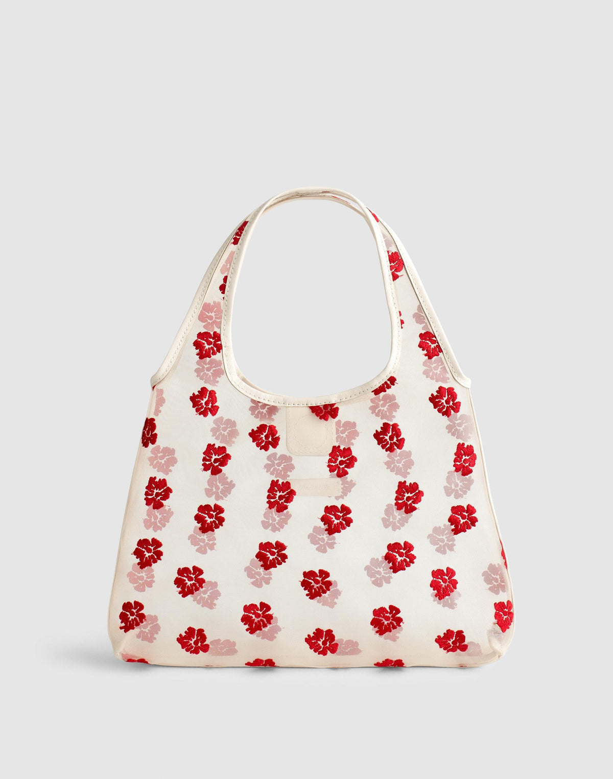 Floral-Embroidered Mini Shopper Bag