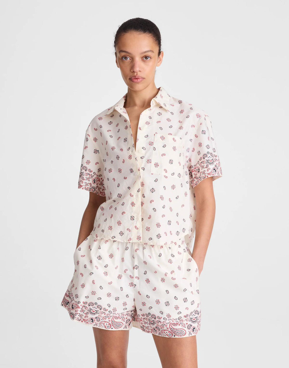 Patch-Pocket Boxy Shirt in Poplin