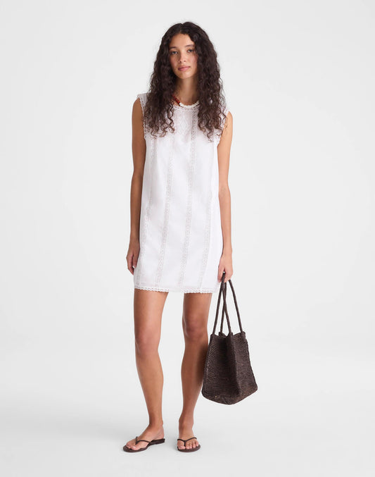 Embroidered Lace-Insert Mini Dress
