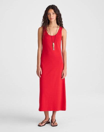 Scoopneck Tank Maxi Dress in Compact Cotton