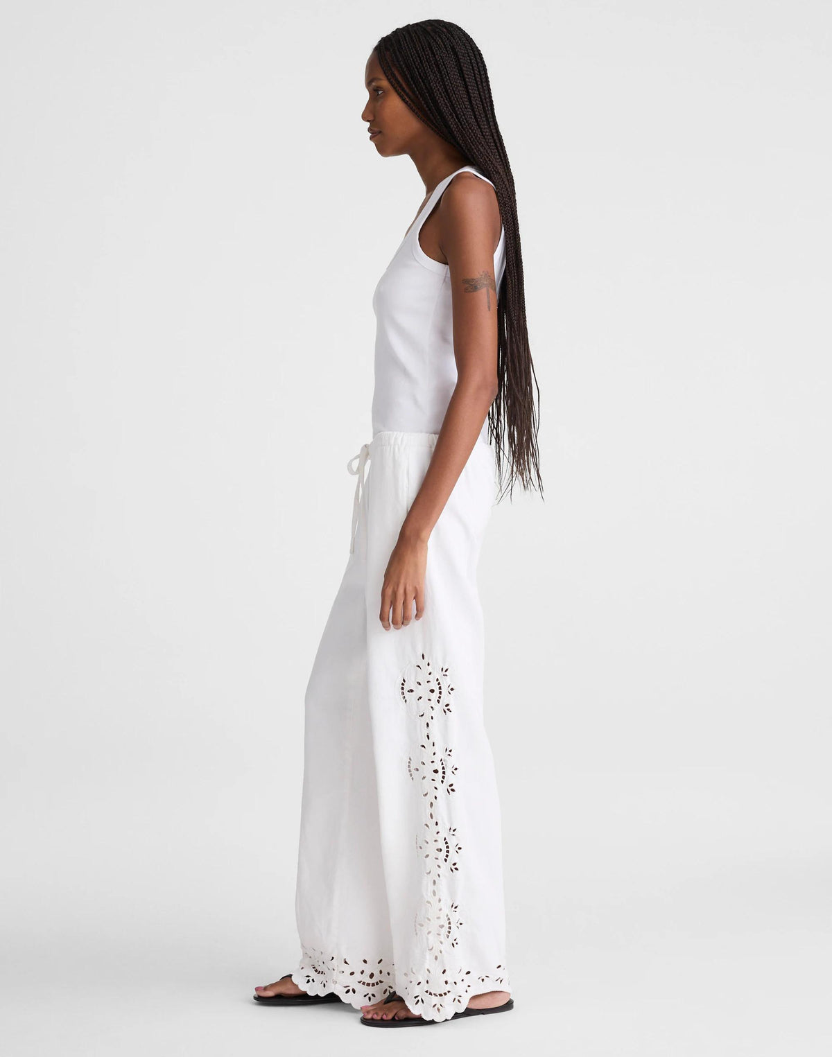 Embroidered Denim Pull-On Pants