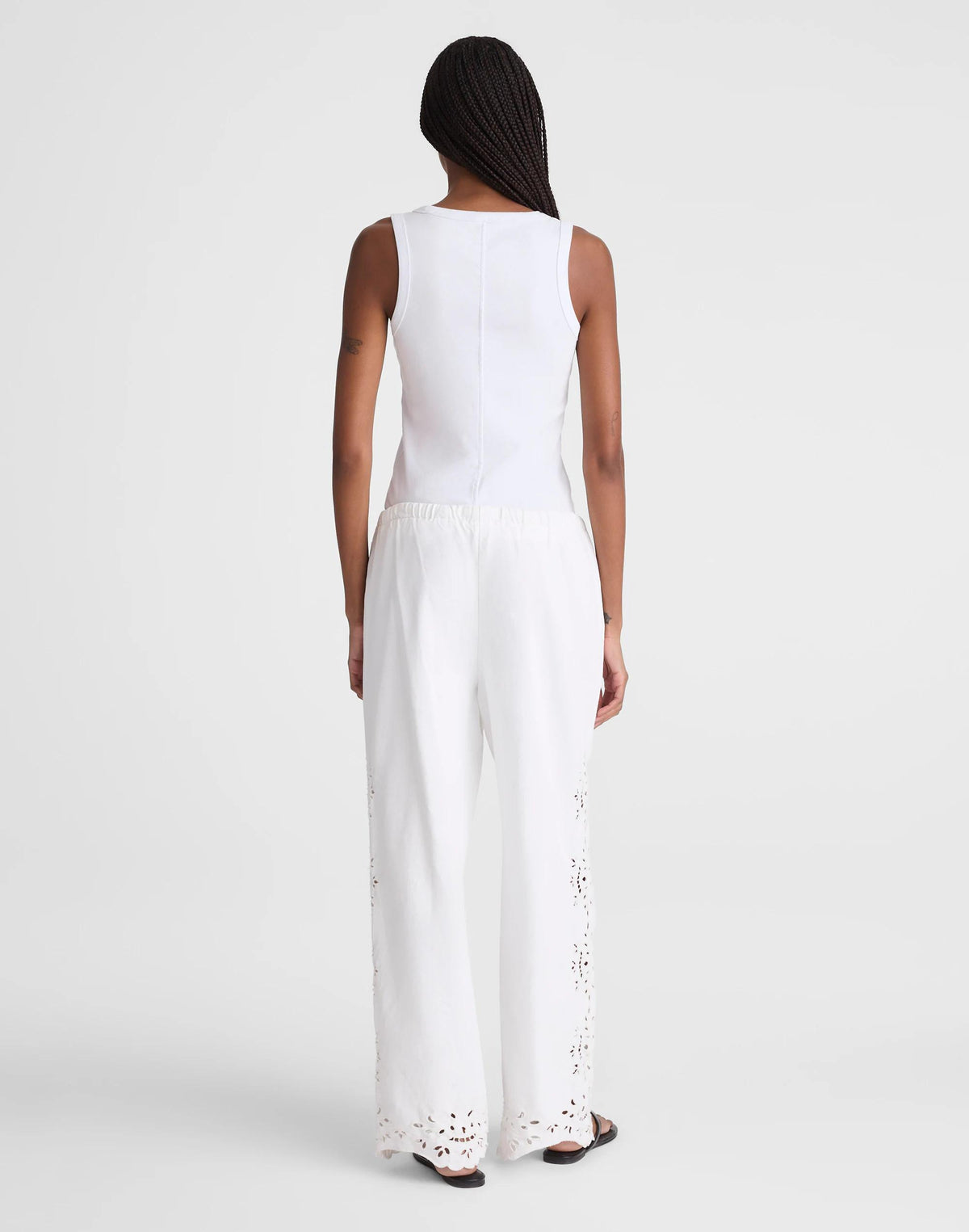 Embroidered Denim Pull-On Pants