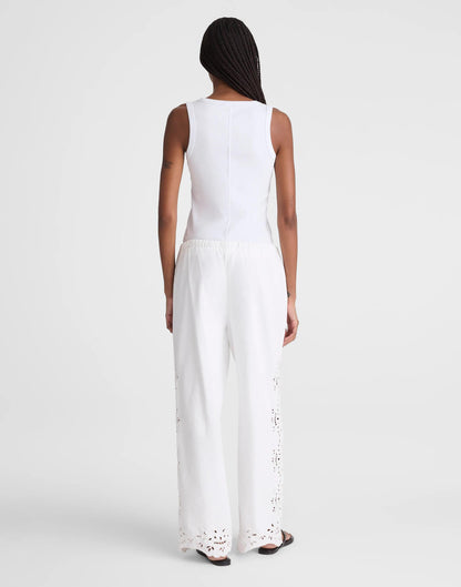 Embroidered Denim Pull-On Pants
