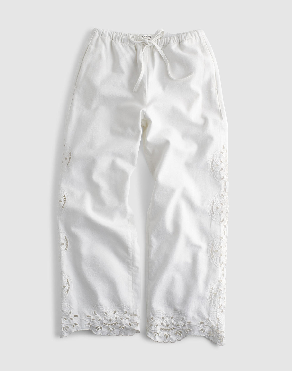 Embroidered Denim Pull-On Pants