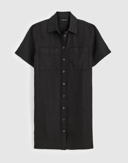 Relaxed Mini Shirtdress in 100% Linen