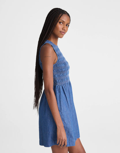 The Denim Melody Smocked Mini Dress